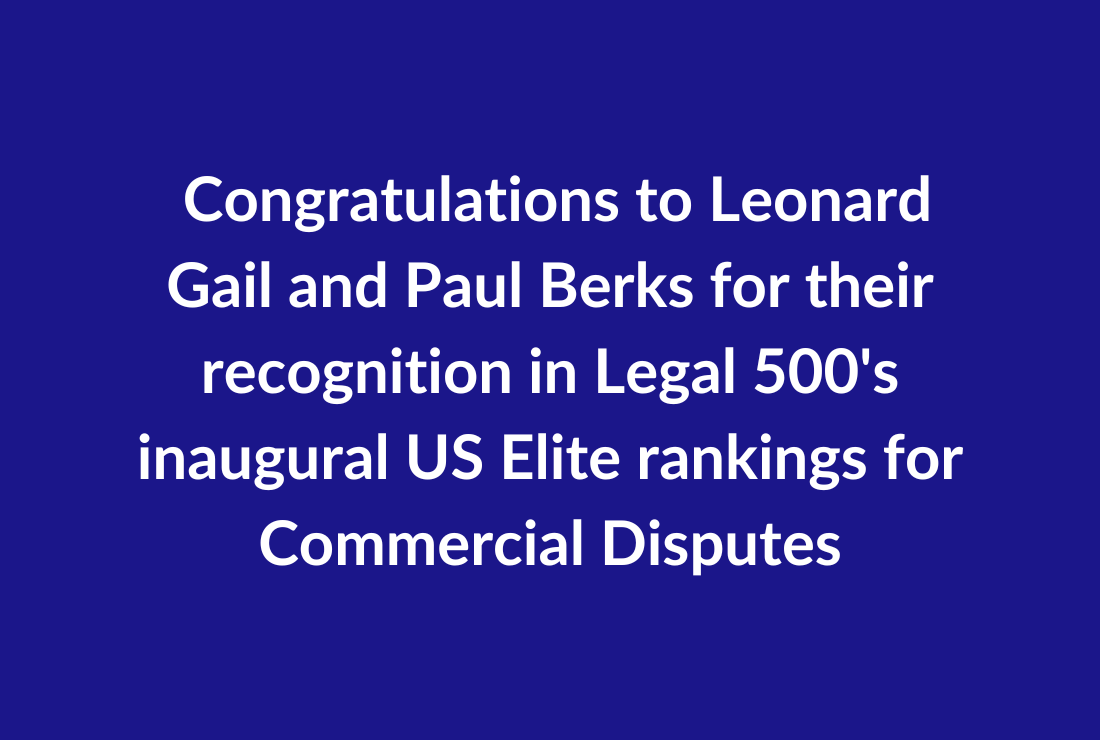 Congratulations to Leonard Gail and Paul Berks